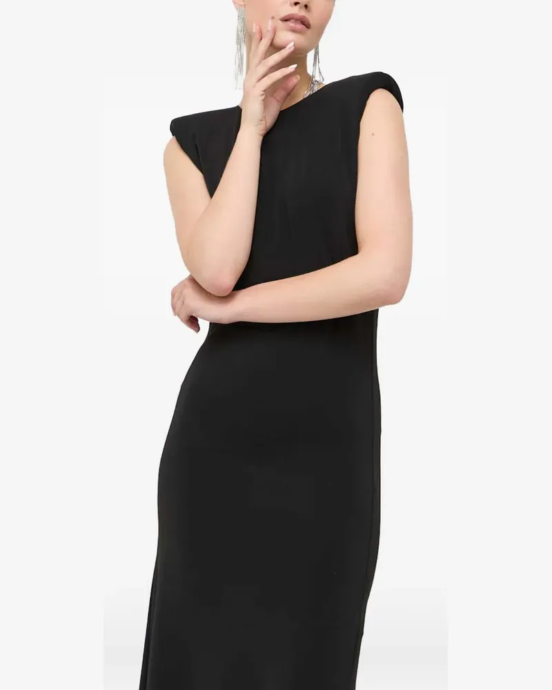 Patrizia Pepe shoulder pads open back maxi dress - Schwarz Schwarz