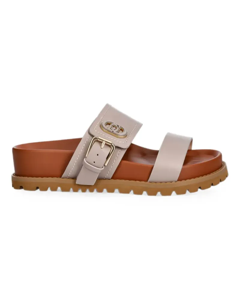 Liu Jo buckle-fastening logo-plaque sandals - Nude Nude