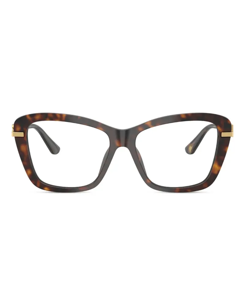 Dolce & Gabbana Cat-Eye-Brille mit Logo - Braun Braun