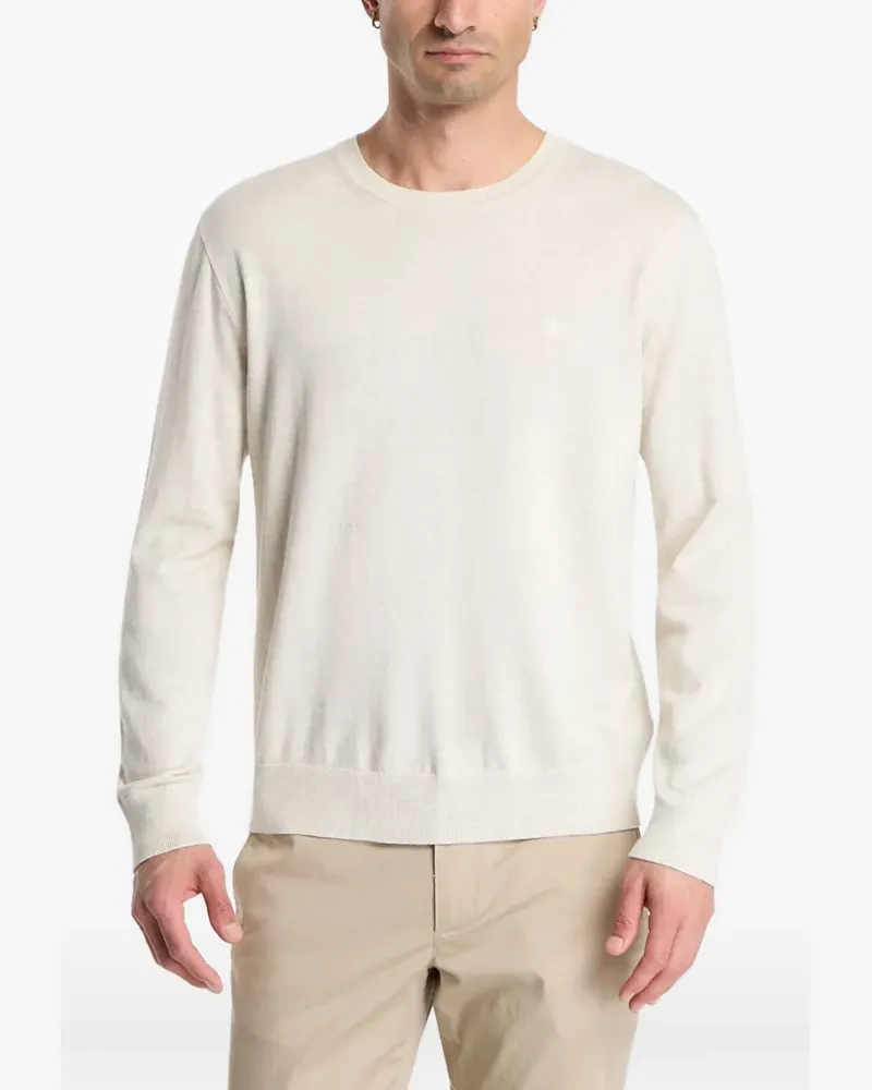 Calvin Klein logo-embroidered crew-neck sweater - Nude Nude