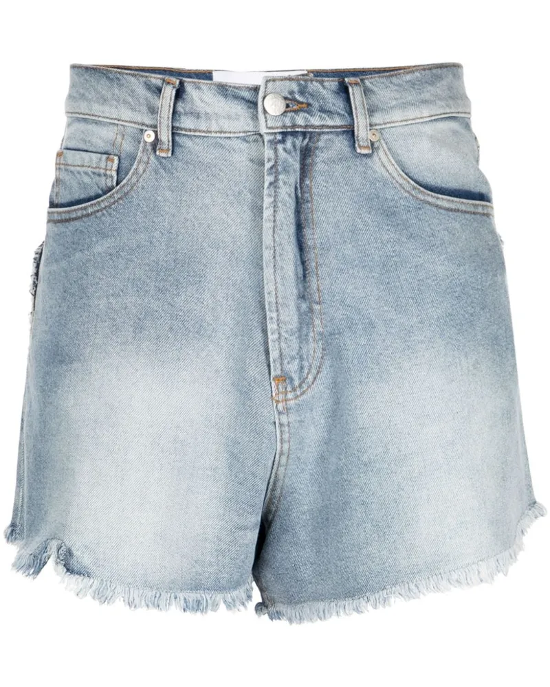 Natasha Zinko Jeans-Shorts mit Herzapplikation Blau