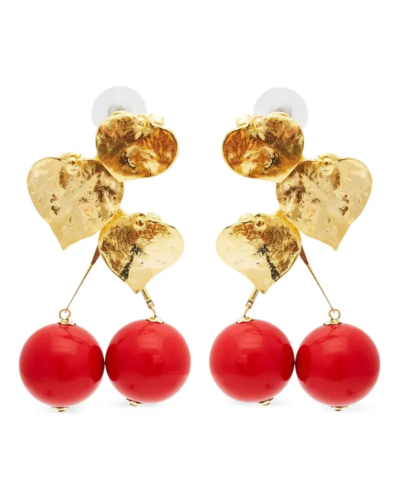 Kenneth Jay Lane Leaves & Cherry Ohrringe - Gold Gold