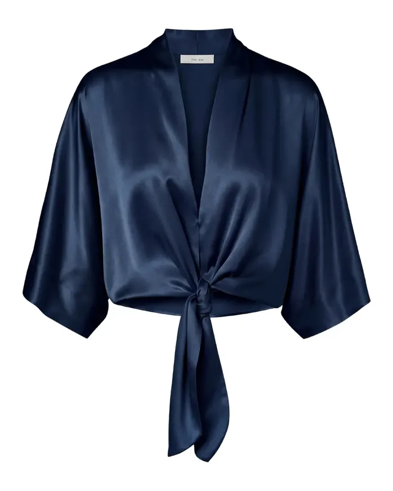 The Sei Dolman tie-front silk blouse - Blau Blau