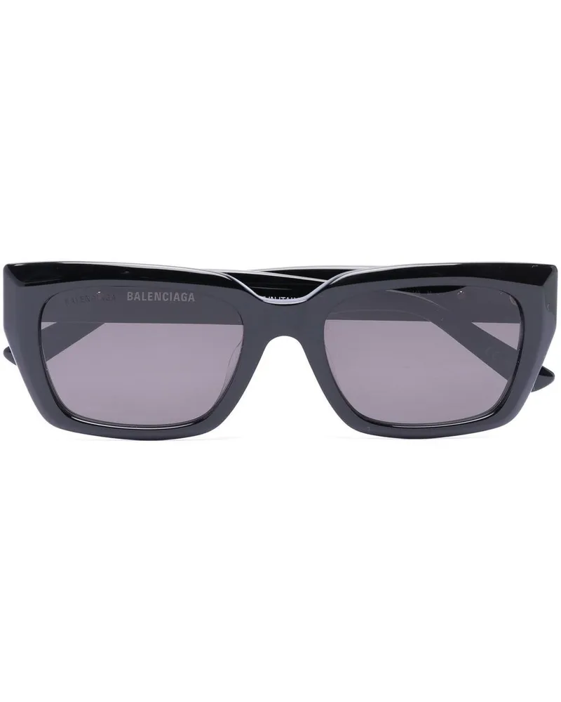 Balenciaga Eckige Sonnenbrille mit Logo - Schwarz Schwarz