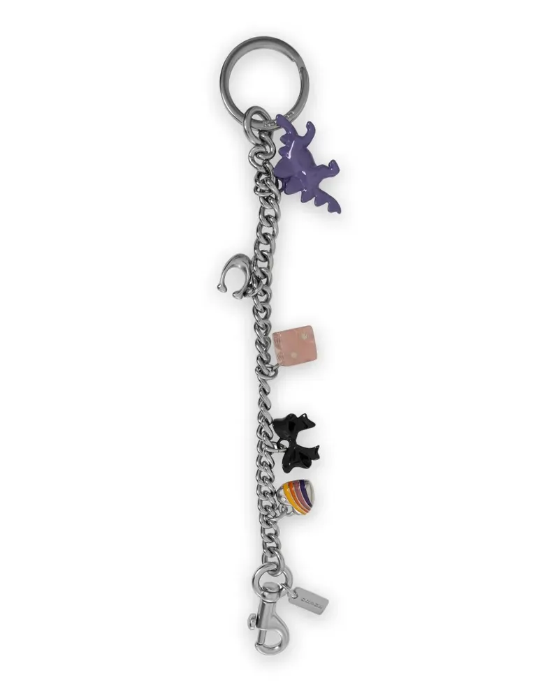 Coach charm-embellished curb-chain keyring - Silber Silber