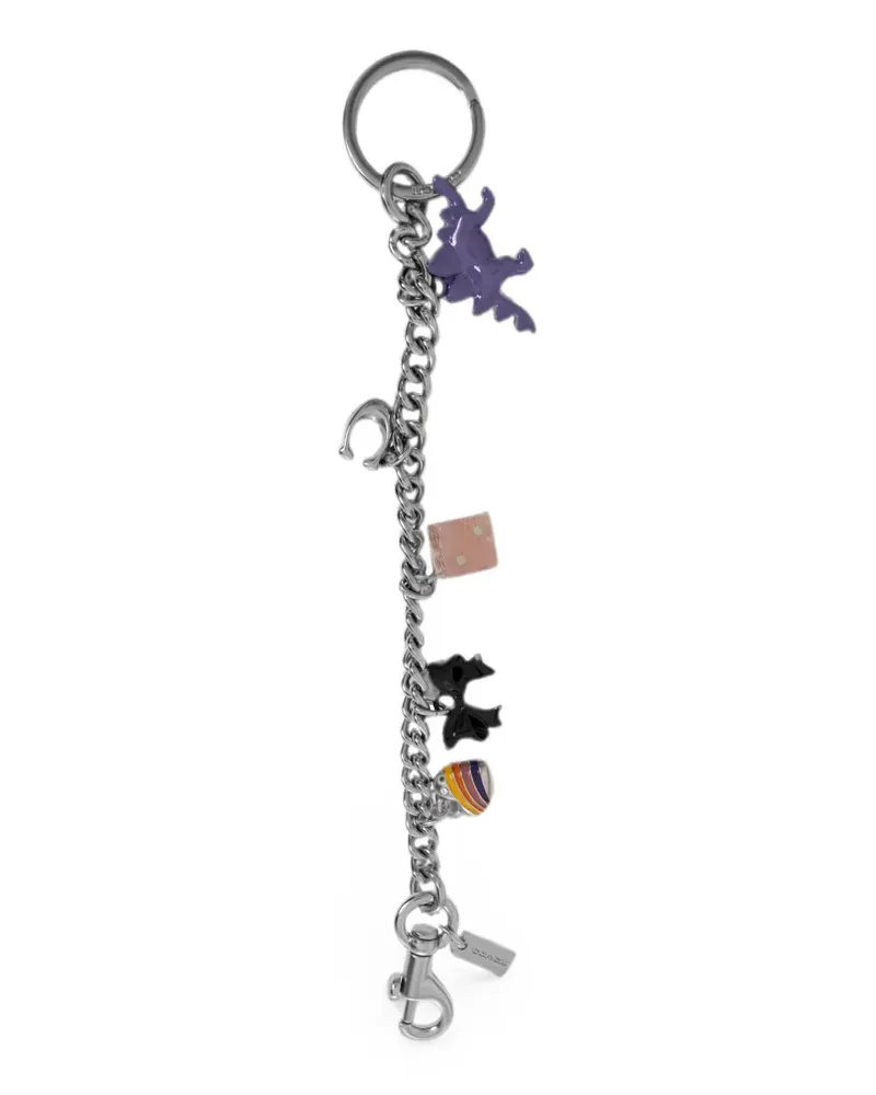 Coach charm-embellished curb-chain keyring - Silber Silber