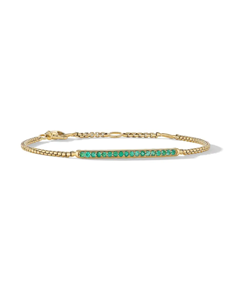 David Yurman 18kt Petit Pavé Bar Gelbgoldarmband mit Smaragd Gold