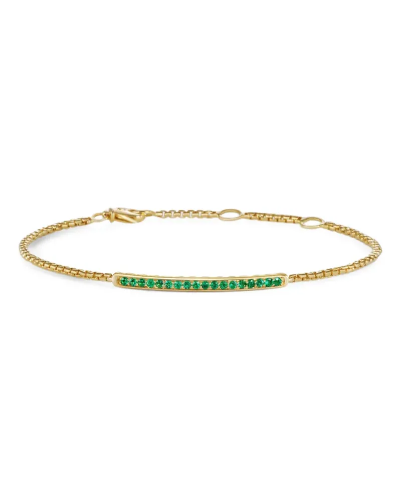 David Yurman 18kt Petit Pavé Bar Gelbgoldarmband mit Smaragd Gold