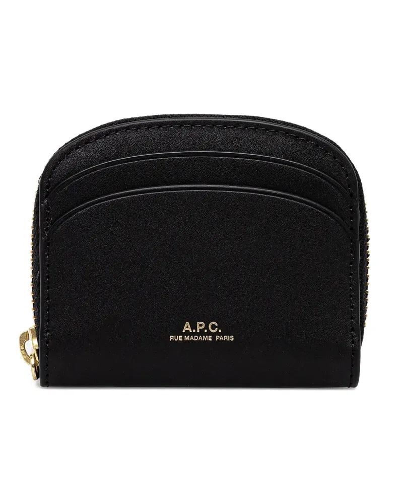 A.P.C. Half-Moon Portemonnaie mit Rundumreißverschluss - Schwarz Schwarz