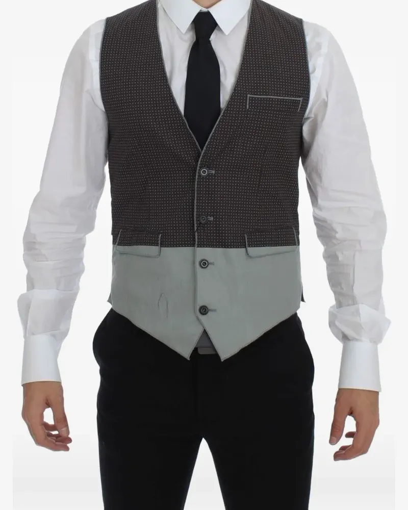Dolce & Gabbana Zweifarbige Weste mit Polka Dots - Schwarz Schwarz