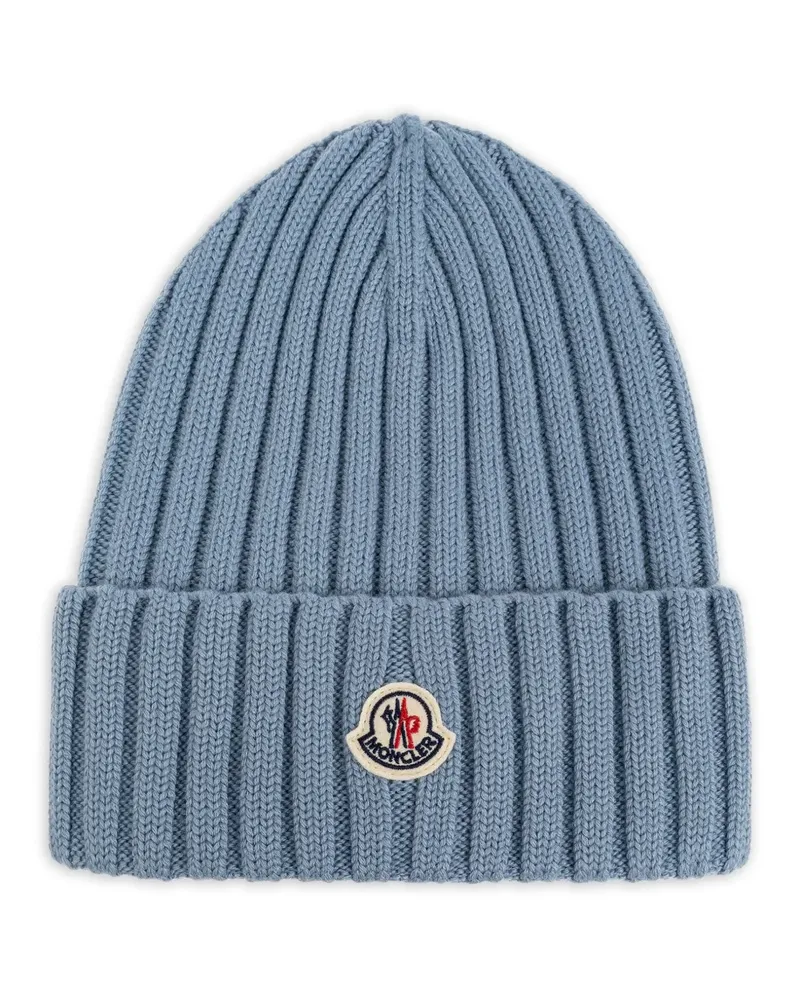 Moncler Gerippte Beanie - Blau Blau