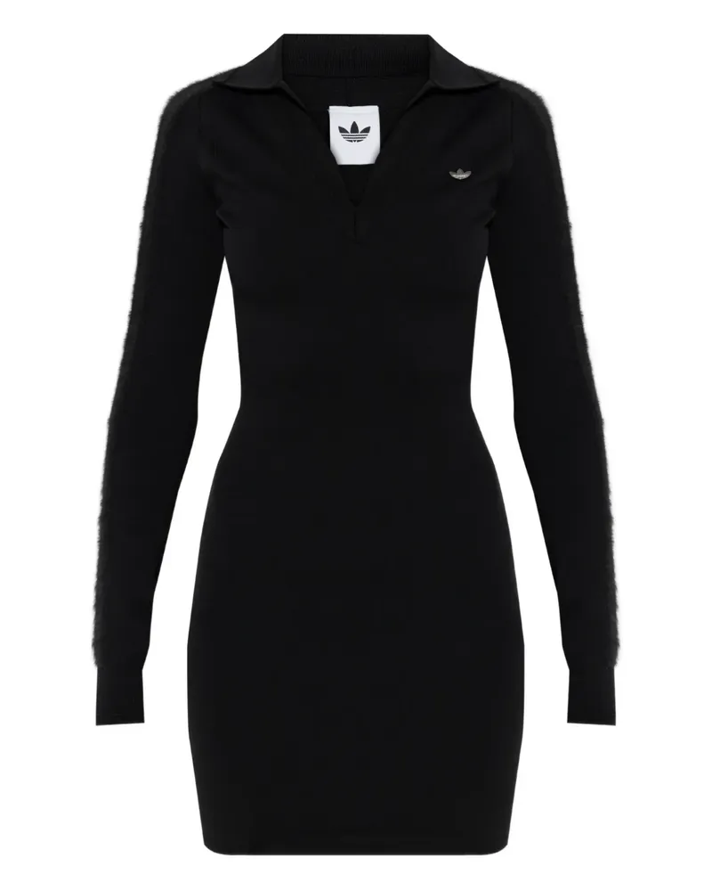 adidas Langärmeliges Minikleid mit Polokragen - Schwarz Schwarz