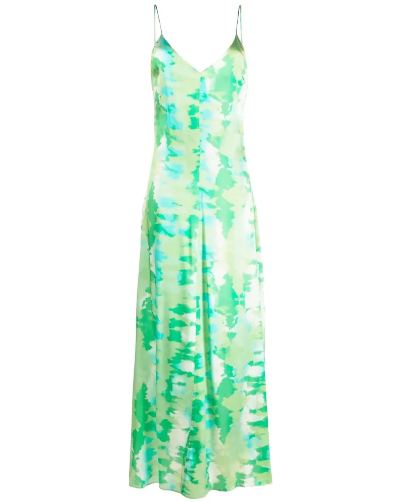 Ganni Kleid mit Aquarell-Print - Grün Grün