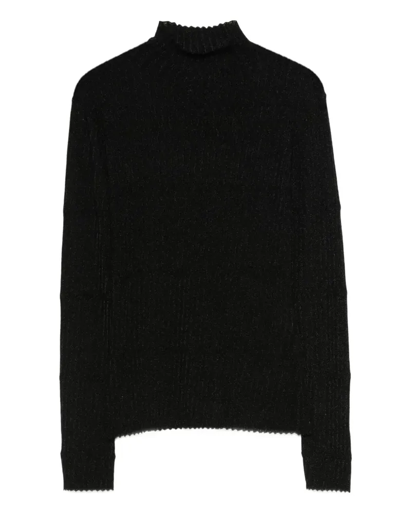 Emporio Armani Gerippter Pullover mit Stehkragen - Schwarz Schwarz