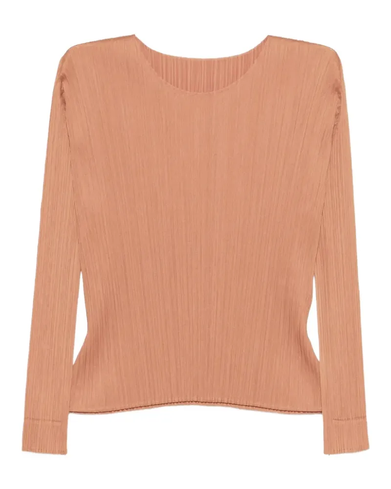 Issey Miyake pleated long-sleeve T-shirt - Orange Orange
