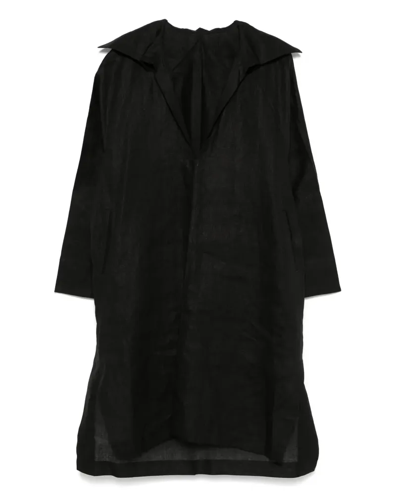 Issey Miyake Hempen Hemdkleid - Schwarz Schwarz