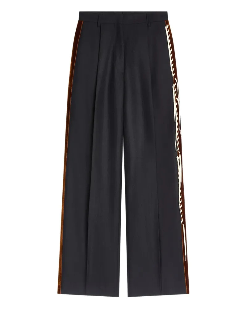 Dries van Noten Hose mit Samtbesatz - Blau Blau