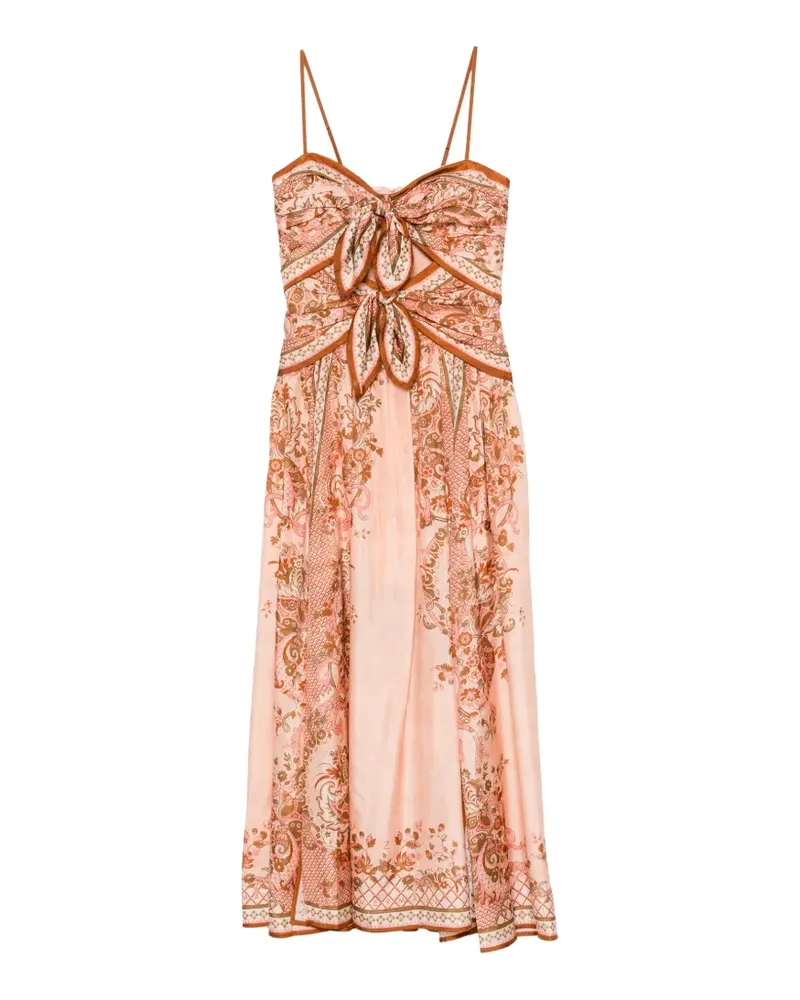 Zimmermann Aster paisley-print knot-detail midi dress - Rosa Rosa