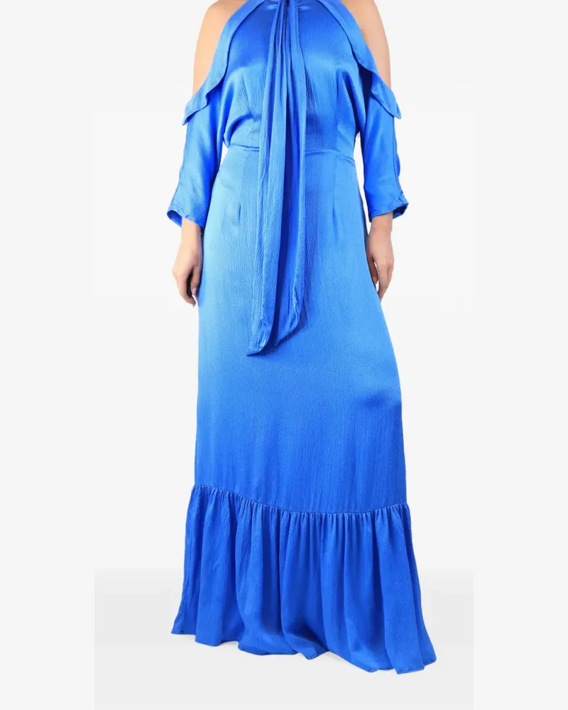 Safiyaa ruffle-trim cold-shoulder maxi dress - Blau Blau