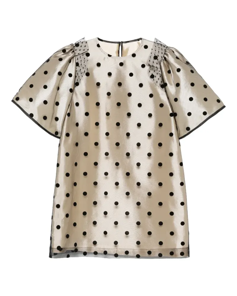 Parlor polka-dot puff-sleeve mini dress - Nude Nude