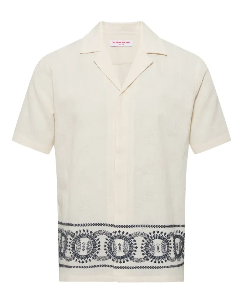 Orlebar Brown Maitan Hemd mit Stickerei - Weiß Weiß