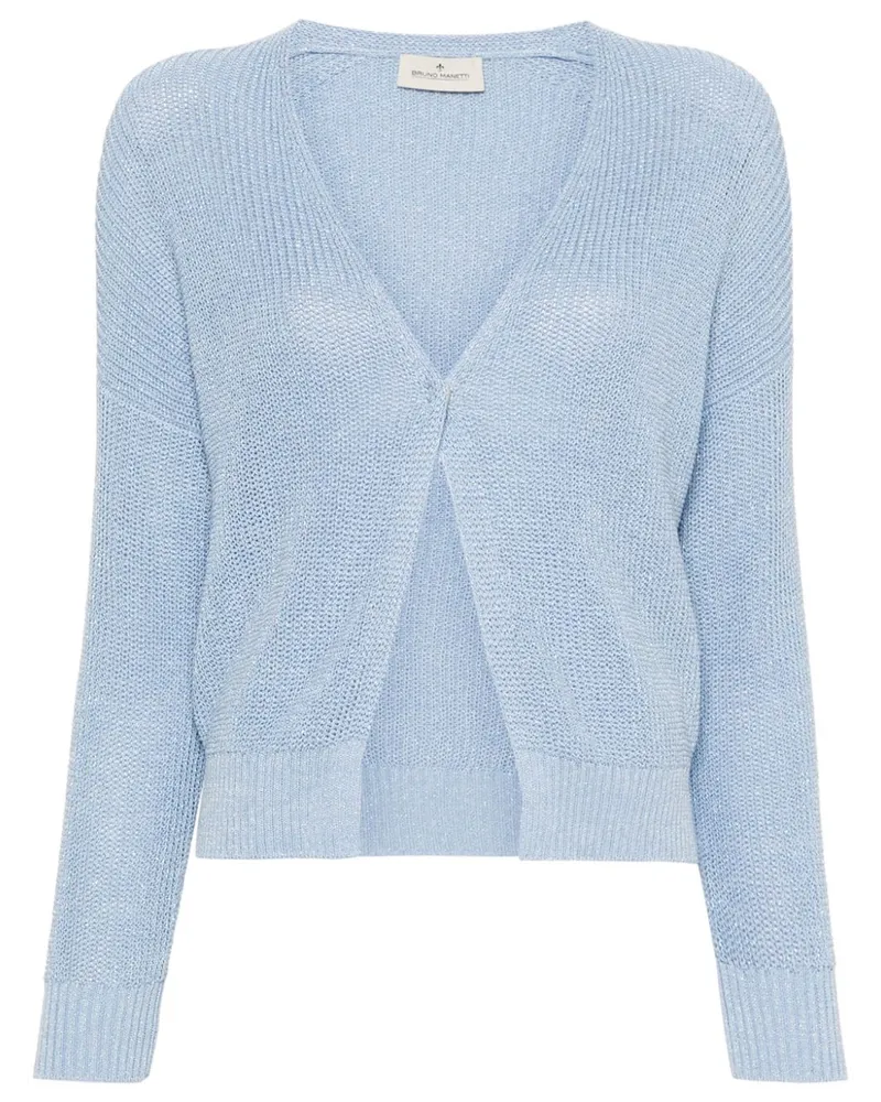 Bruno Manetti Cardigan mit Metallic-Garn Blau