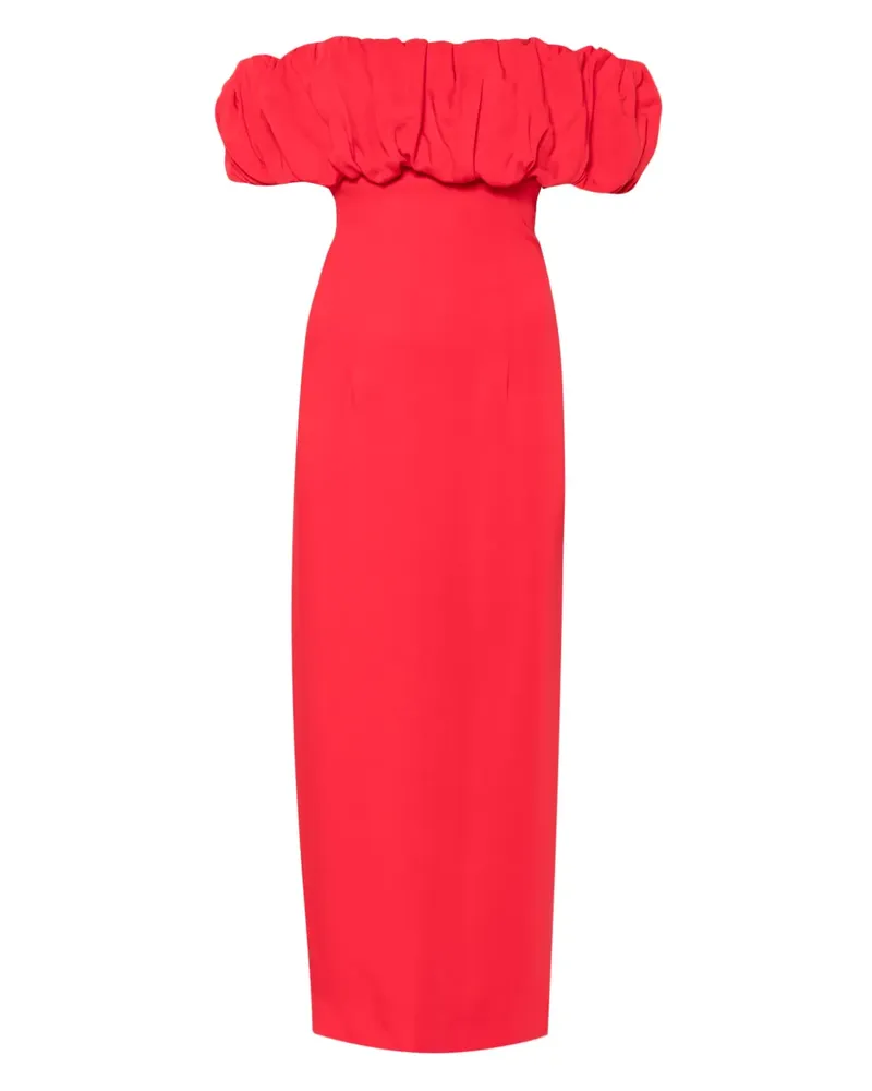 Rowen Rose Midikleid mit Bardot-Ausschnitt - Rot Rot