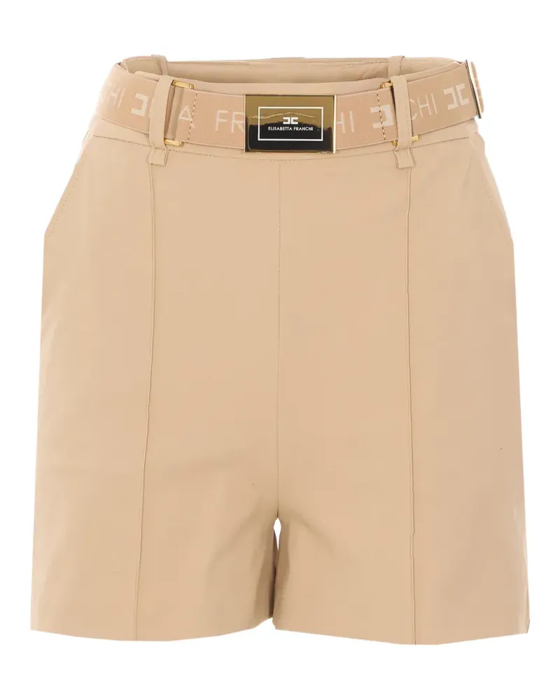 Elisabetta Franchi logo-belt shorts - Nude Nude