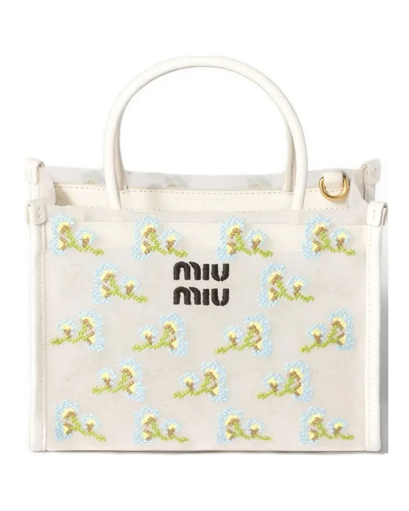 Miu Miu embroidered mesh top-handle bag - Weiß Weiß