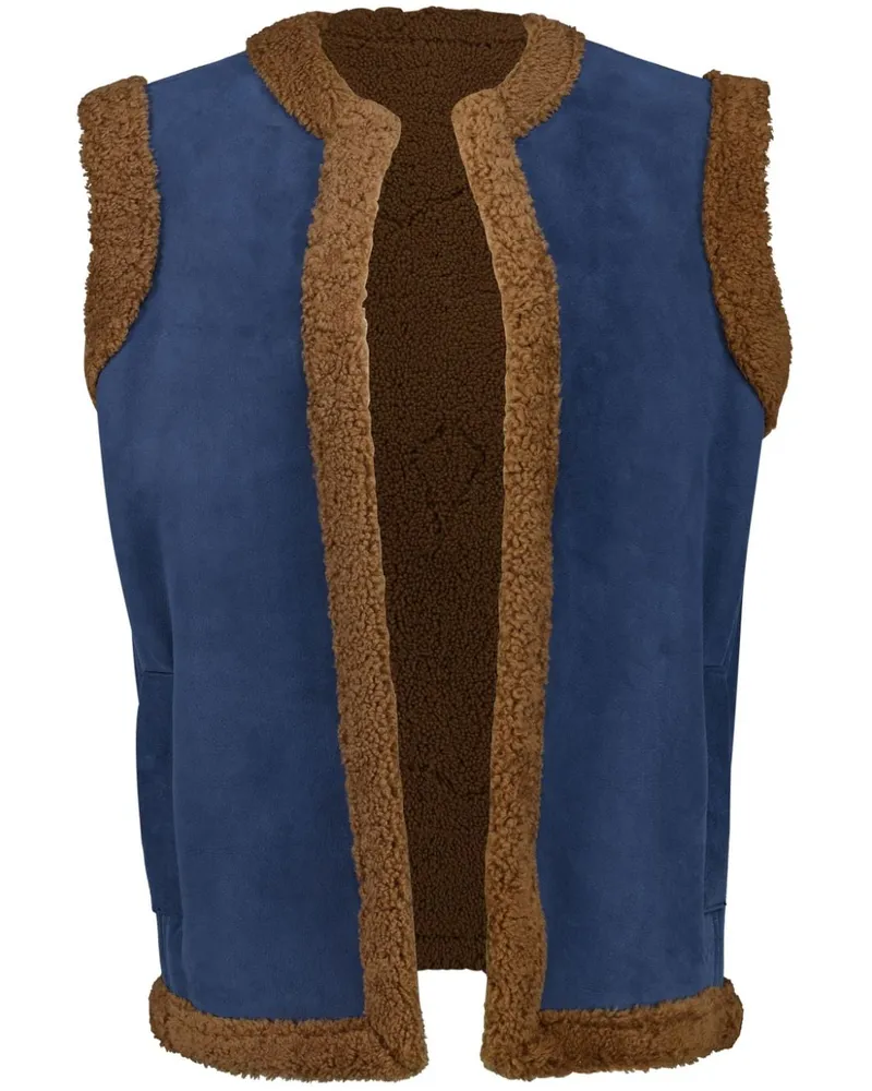 PAULA Shearling-Weste mit Stickerei - Blau Blau