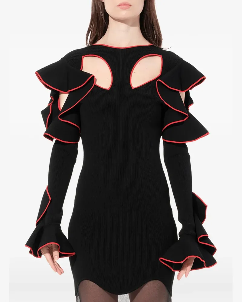 Alexander McQueen ruffled cut-out dress - Schwarz Schwarz