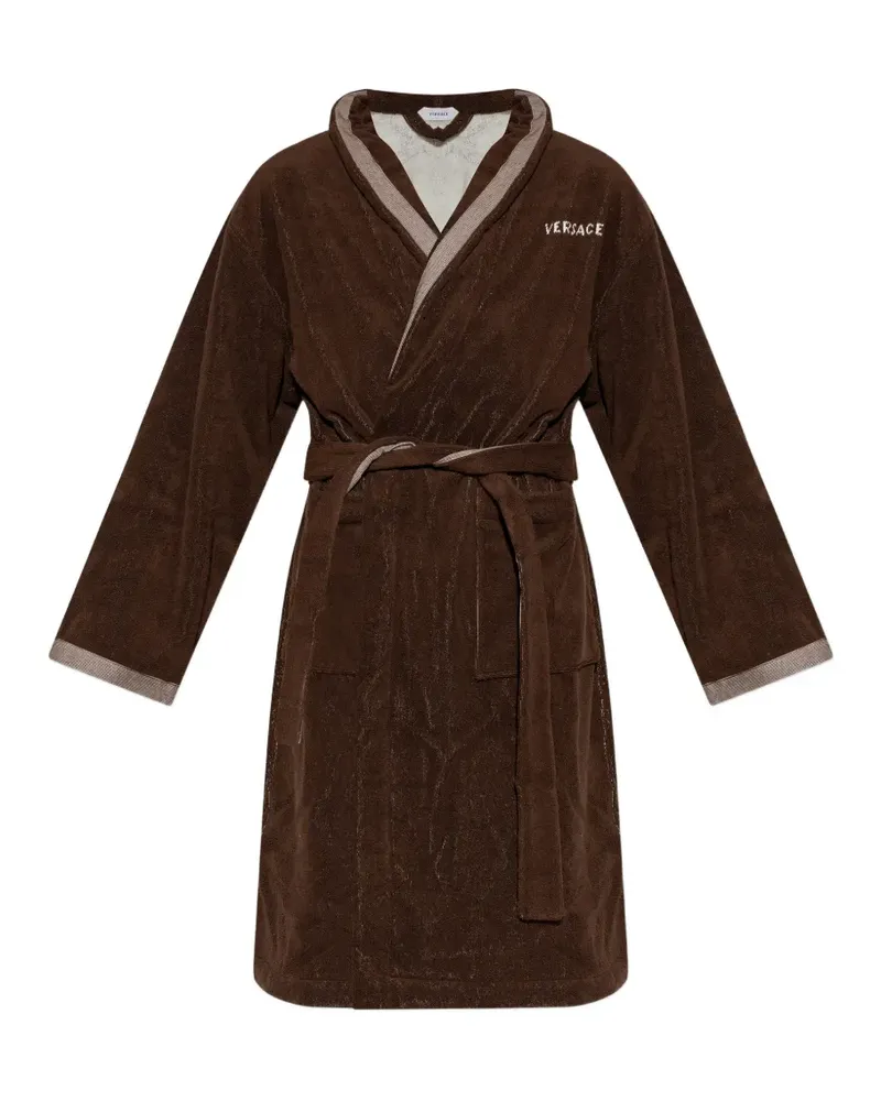 Versace embroidered-graphic cotton bathrobe - Braun Braun