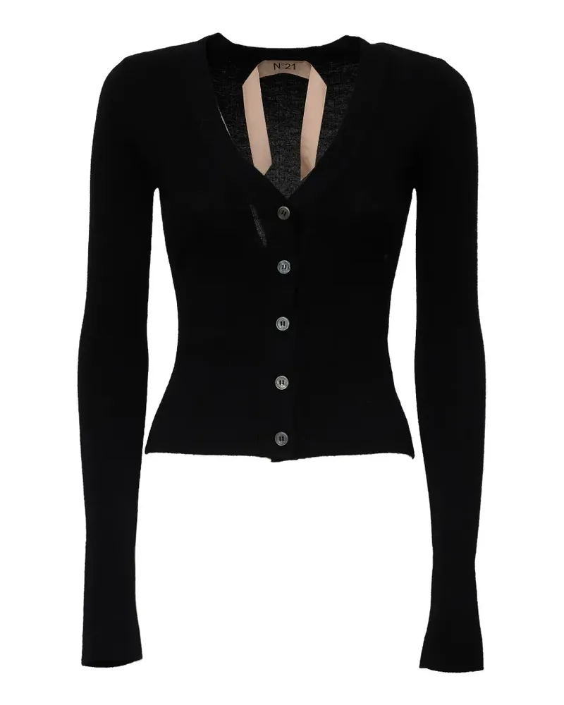 N° 21 V-neck wool cardigan - Schwarz Schwarz