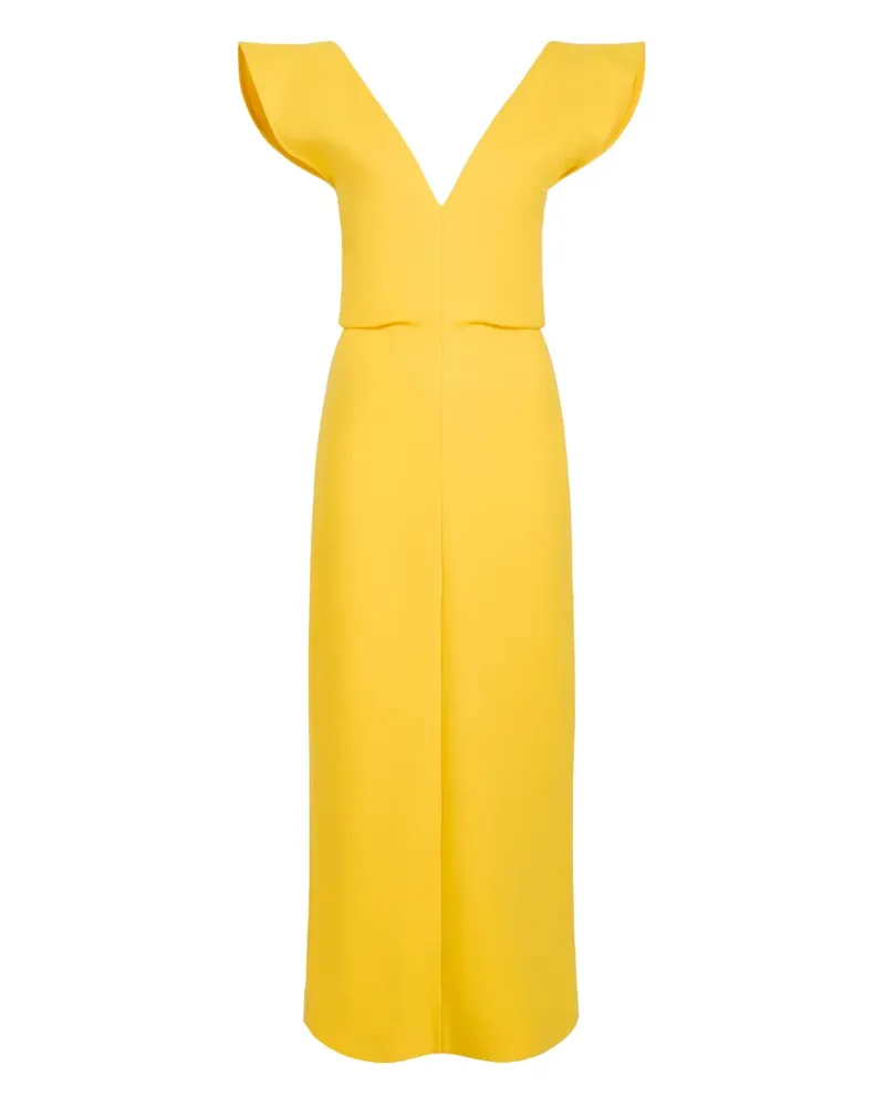Proenza Schouler Mariam Midikleid mit V-Ausschnitt - Gelb Gelb