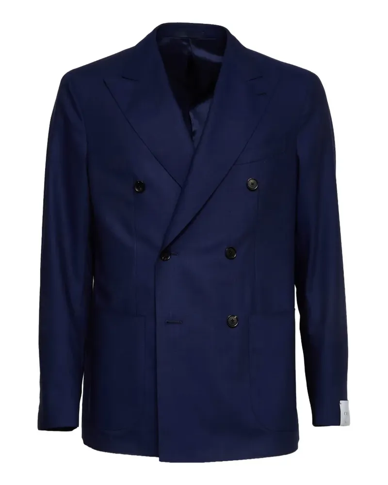 Caruso double-breasted patch-pocket blazer - Blau Blau