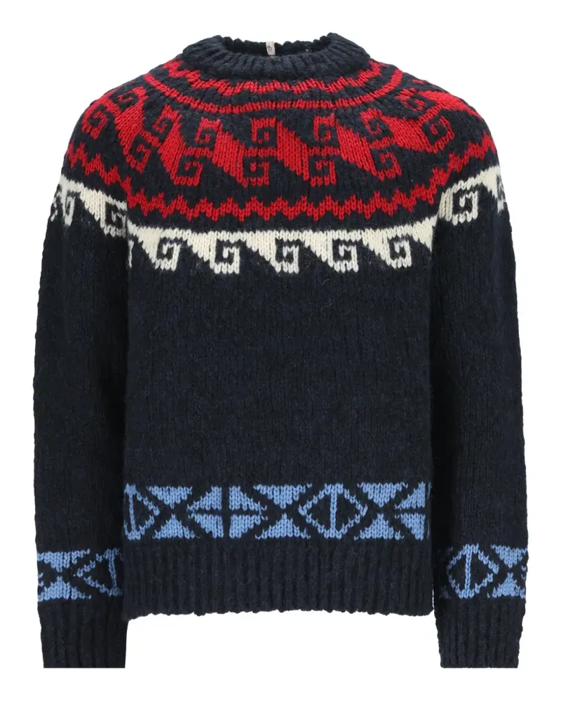 Moncler jacquard-knit geometric-pattern sweater - Blau Blau