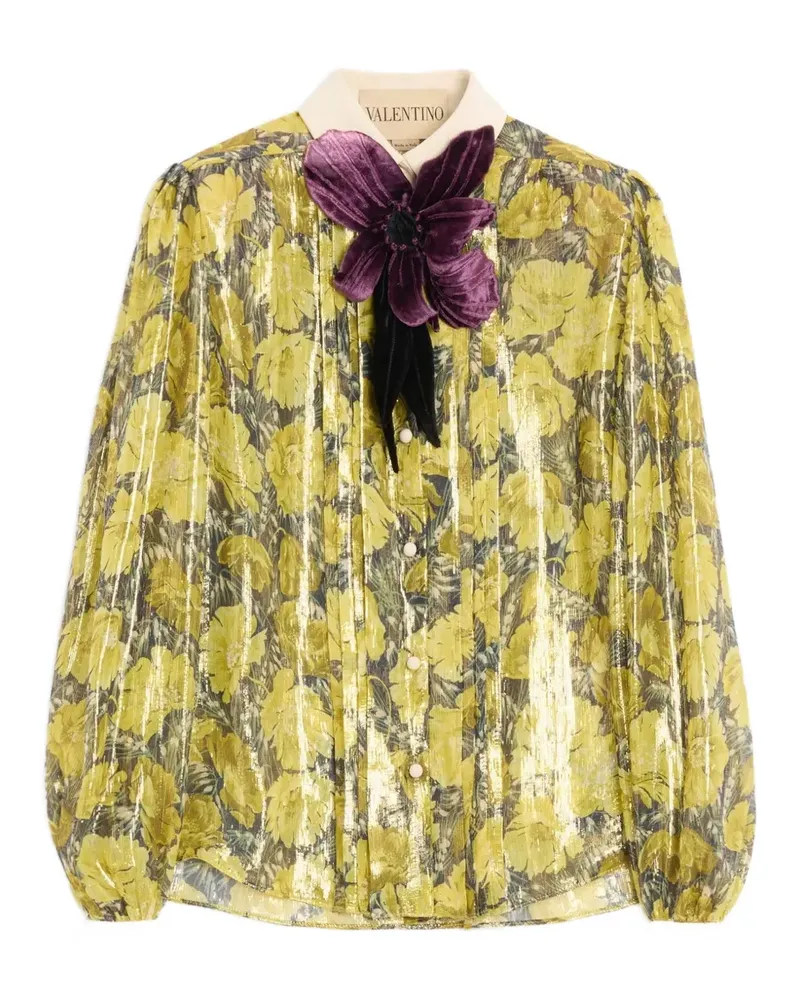 Valentino Garavani lurex shirt with Après L'Hiver Poppies print - Gelb Gelb