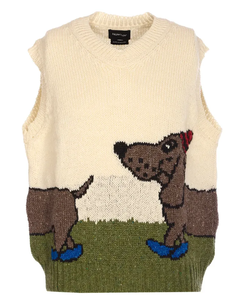 Howlin' embroidered V-neck vest - Nude Nude