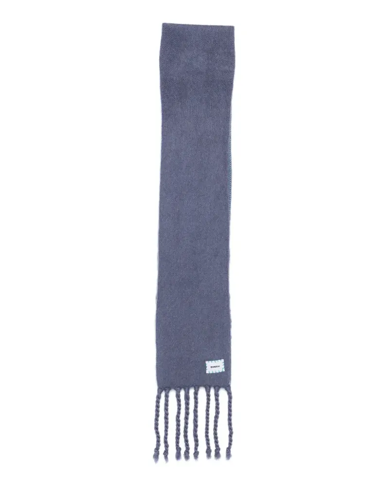 BONSAI fringed logo-patch scarf - Blau Blau