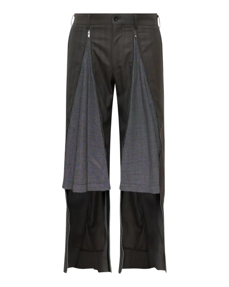 Comme des Garçons pinstriped zip-detail trousers - Grau Grau