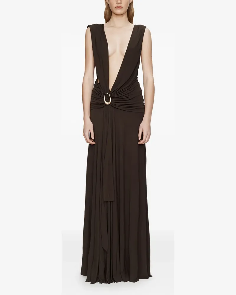 Christopher Esber stone pin drape maxi dress - Braun Braun