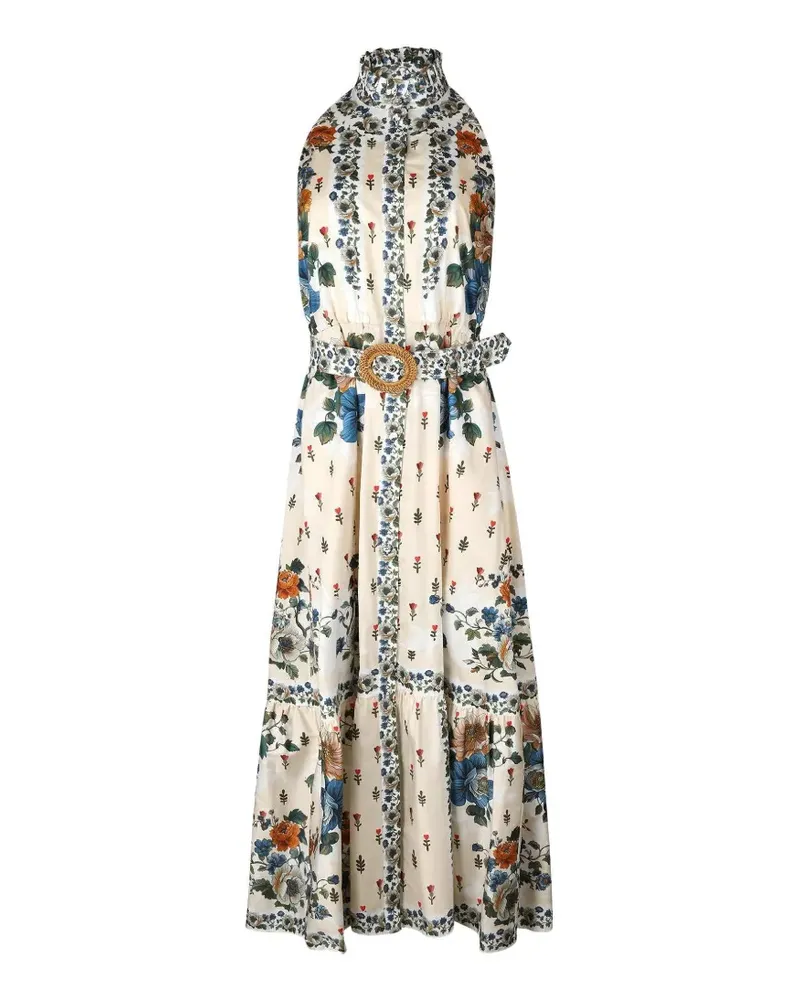 Borgo De Nor Biba floral belted midi dress - Nude Nude