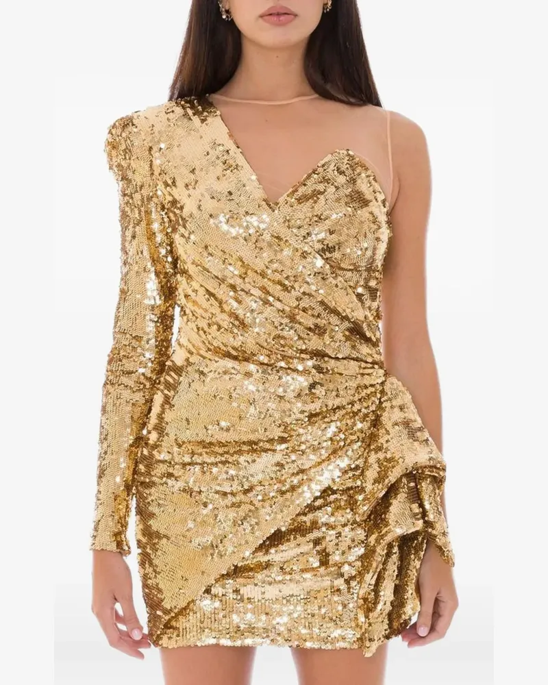 Elisabetta Franchi Einschultriges Paillettenkleid - Gold Gold