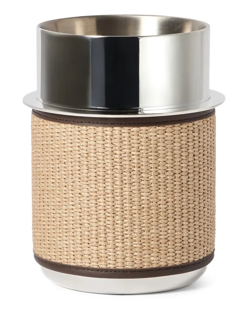 Brunello Cucinelli silver-plated steel and techno raffia glacette - Nude Nude