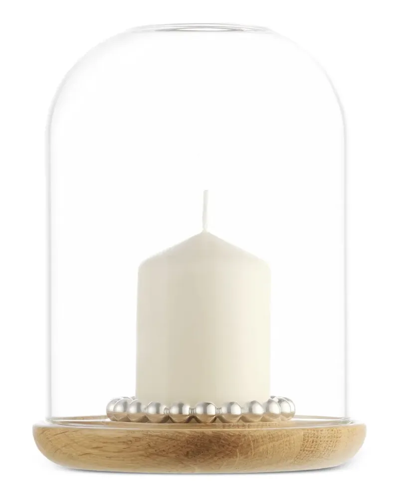Christofle Perlen-Kerzenhalter mit Glaskuppel - Braun Braun