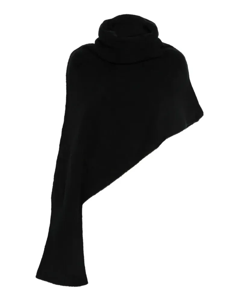 Isabel Benenato Asymmetrischer Poncho - Schwarz Schwarz