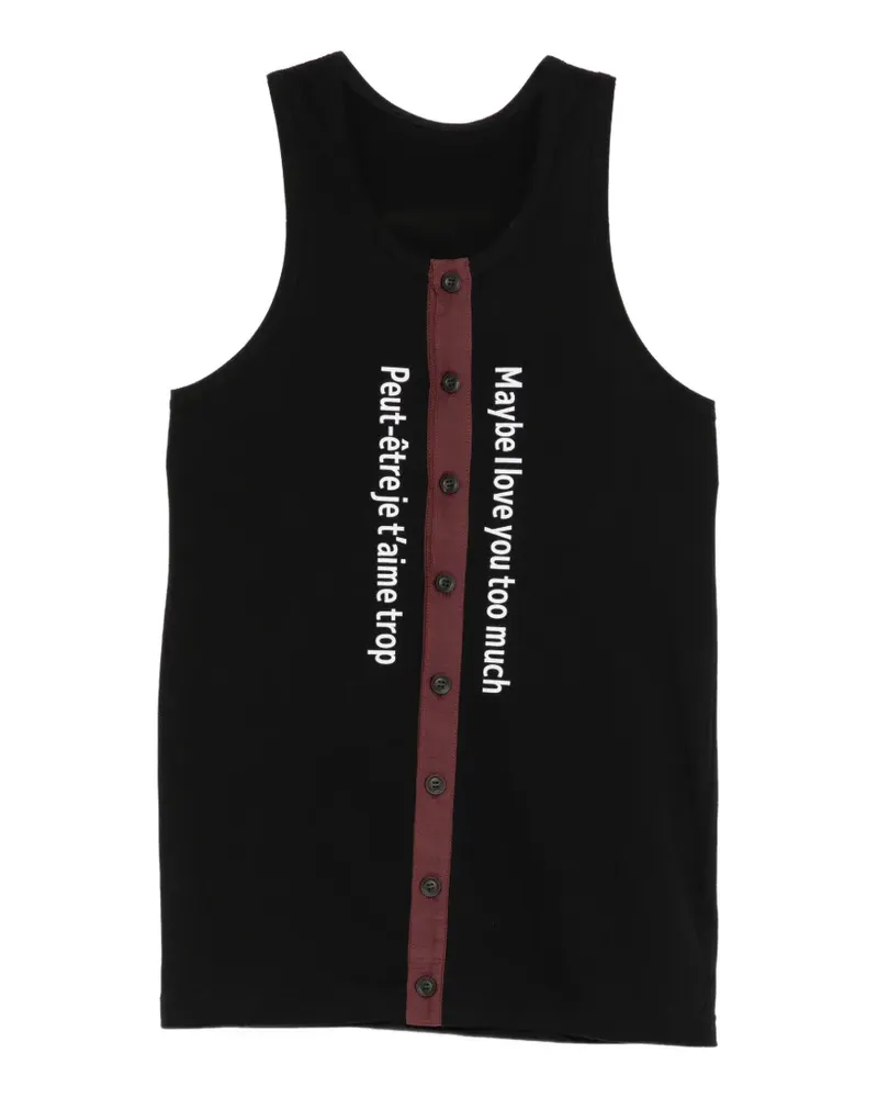 Yohji Yamamoto Tanktop mit Knöpfen - Schwarz Schwarz