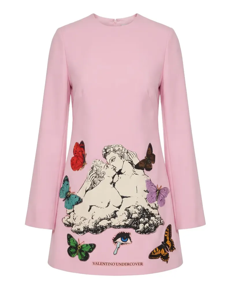 Valentino Garavani patch-detail flared-sleeve mini dress - Rosa Rosa