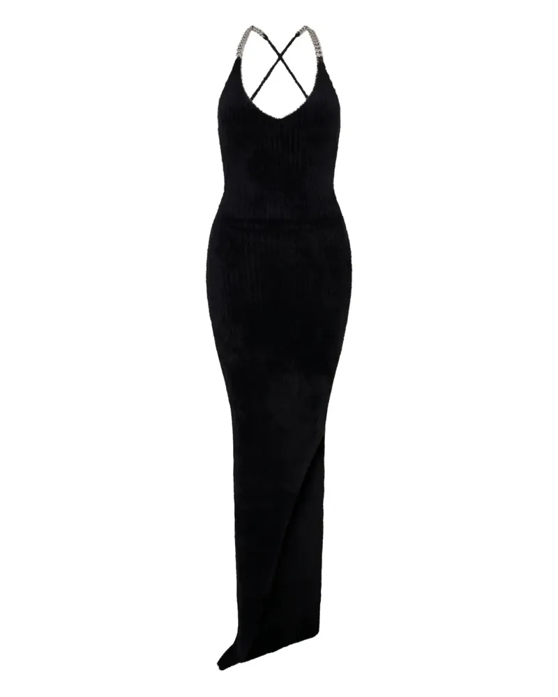 David Koma chain-strap asymmetric-hem dress - Schwarz Schwarz