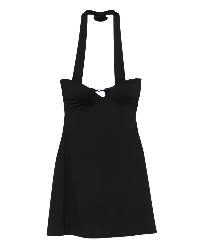 La Reveche Neckholder-Minikleid mit Rosendetail - Schwarz Schwarz